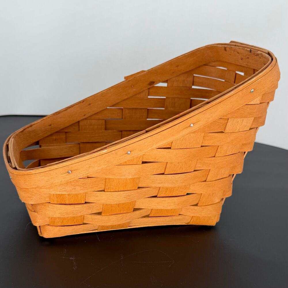 Vintage Longaberger Small Slanted Vegetable Sleigh Basket Woven Wood Sloped